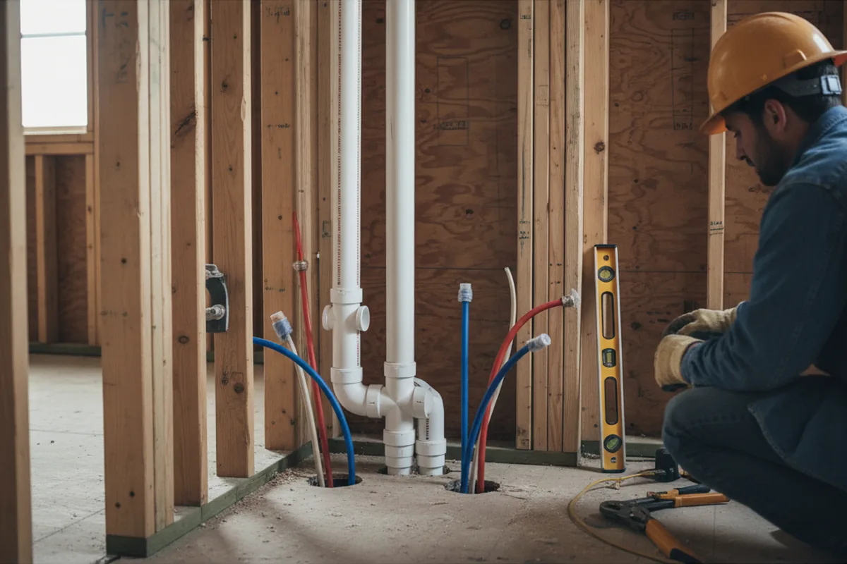 Drain and supply rough-in during Toilet Repair and Installation in Brandywine